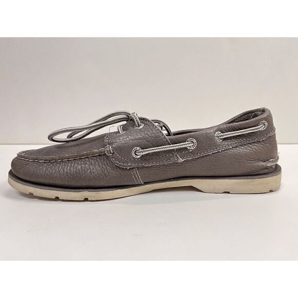 Sperry Mens Top-Sider Leather LEEWARD 2-EYE Boat Shoes Taupe Grey Size 9M - Picture 3 of 7